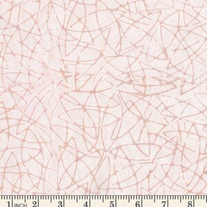 May include: White fabric with a delicate pink geometric pattern. The pattern resembles a web or a network of interconnected lines and shapes.