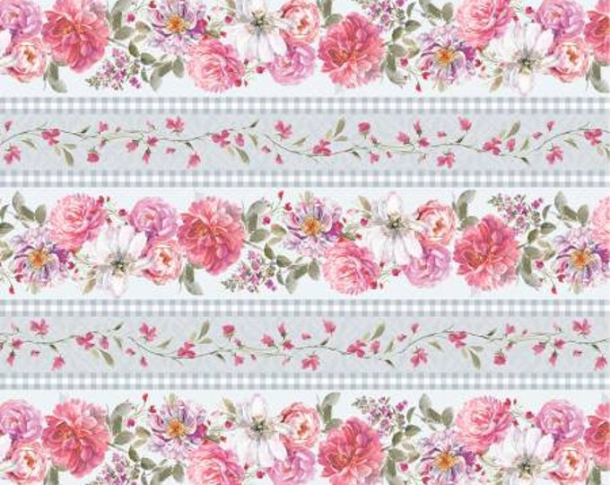 Blush Garden Repeating Stripe Cotton Fabric Lisa Audit Wilmington