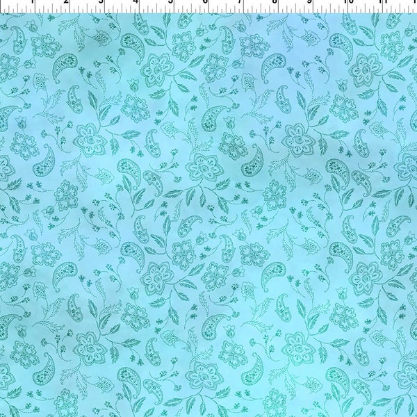 Jason Yenter Resplendent Collection Delicate Teal Cotton Fabric 9JYO-3 In the Beginning Fabrics BTY