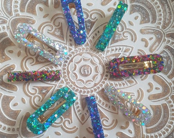 Hair clips / Epoxy resin / Glitter / Hair barrette / Child / Adult