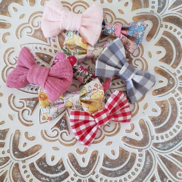 Barrette coton / Barrette nœud / Barrette bébé / Barrette fille / Nœud coton / Liberty / Vichy / Fleurs / Cadeau fille / barrette flanelle