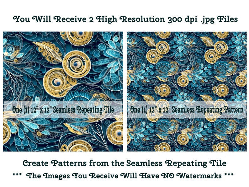 Quilling Seamless Repeating Pattern, Abstract Florals in Winter Colors ...