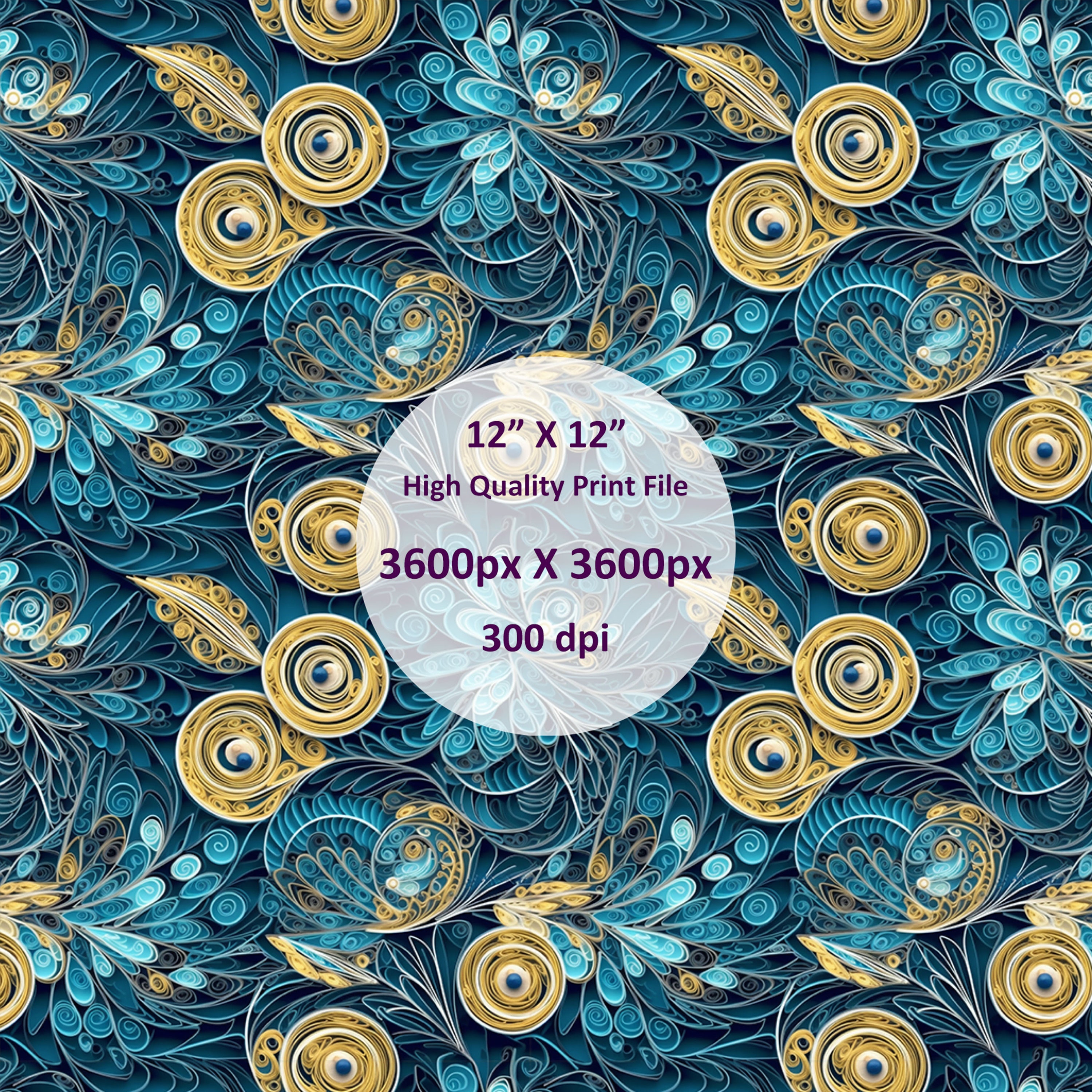 Print Repeat High Resolution Quilling Seamless Repeating Pattern, Abstract Florals in Winter Colors ...