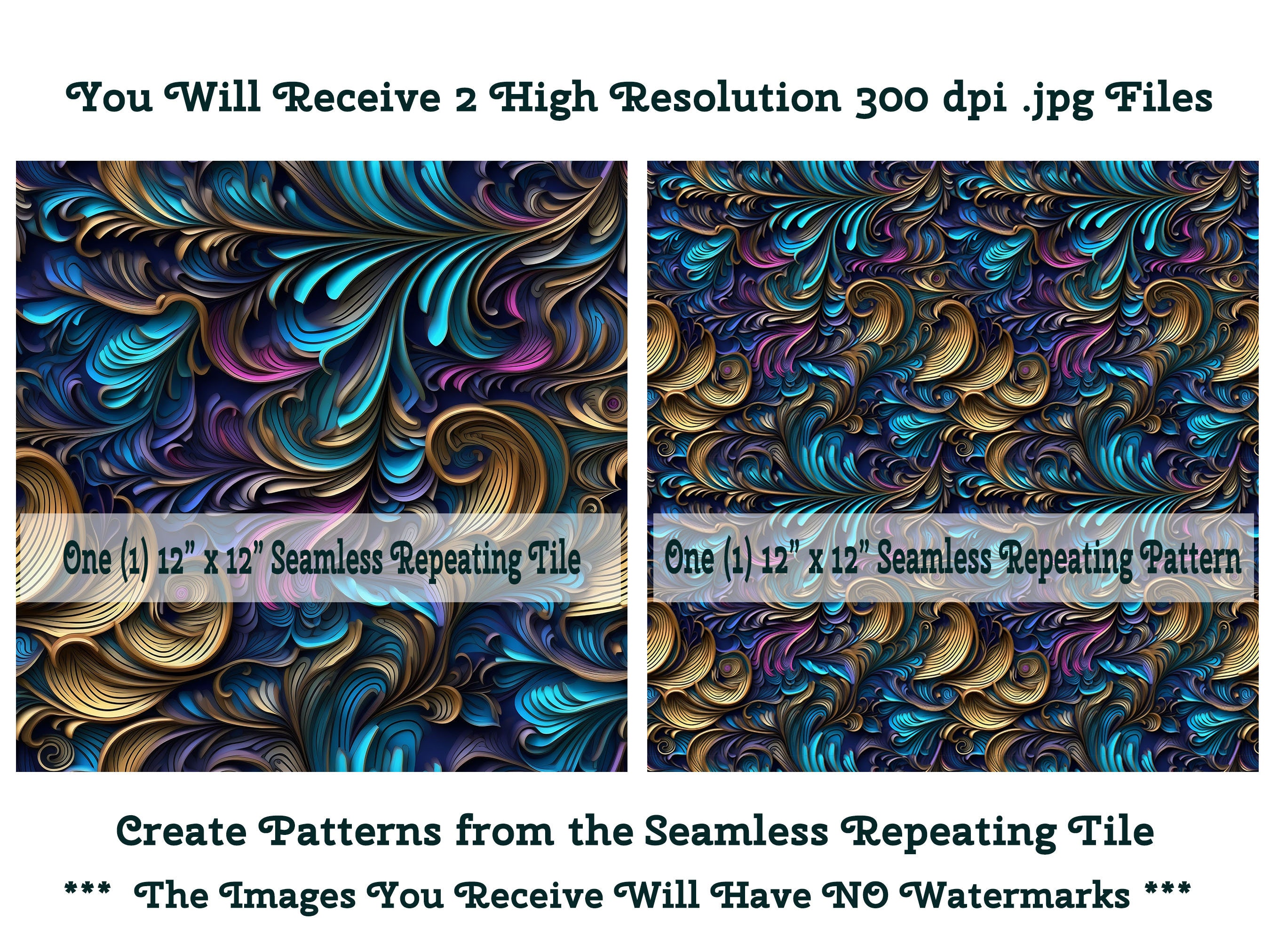 Quilling Seamless Repeating Pattern Fractal Swirls in Blue - Etsy