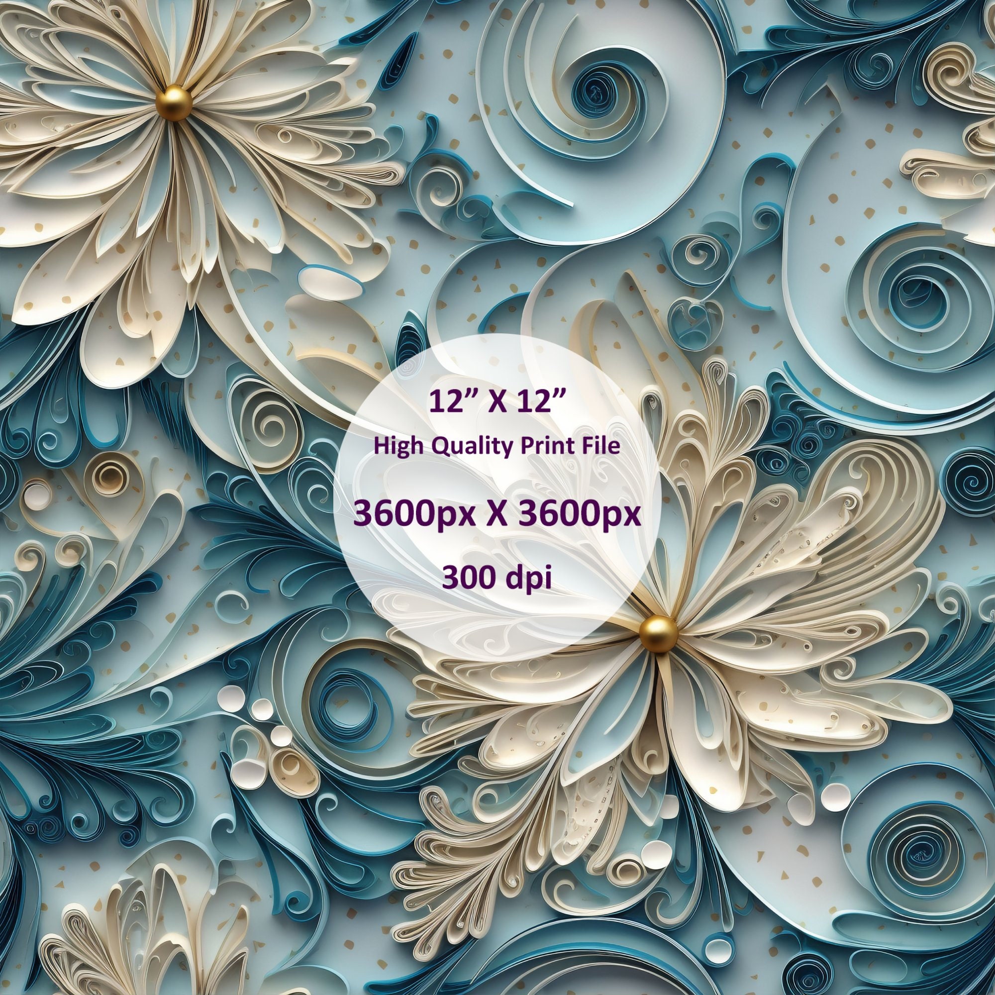Quilling Seamless Repeating Pattern Abstract Flowers in Blue - Etsy
