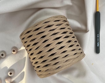 Paper Raffia Yarn: 200g 349 Yards Natural Paper Ribbon for Crochet, Bags, Hats & Crafts