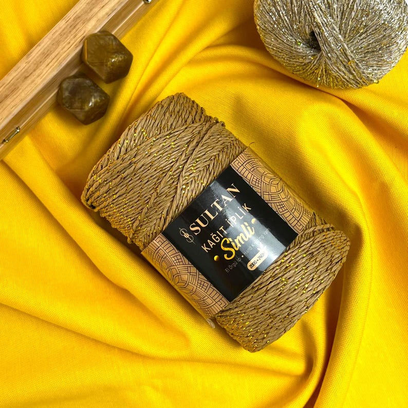 Metallic Raffia Yarn Metallic Paper Raffia Yarn | Glitter Straw Yarn for Bags, Hats, Baskets ...