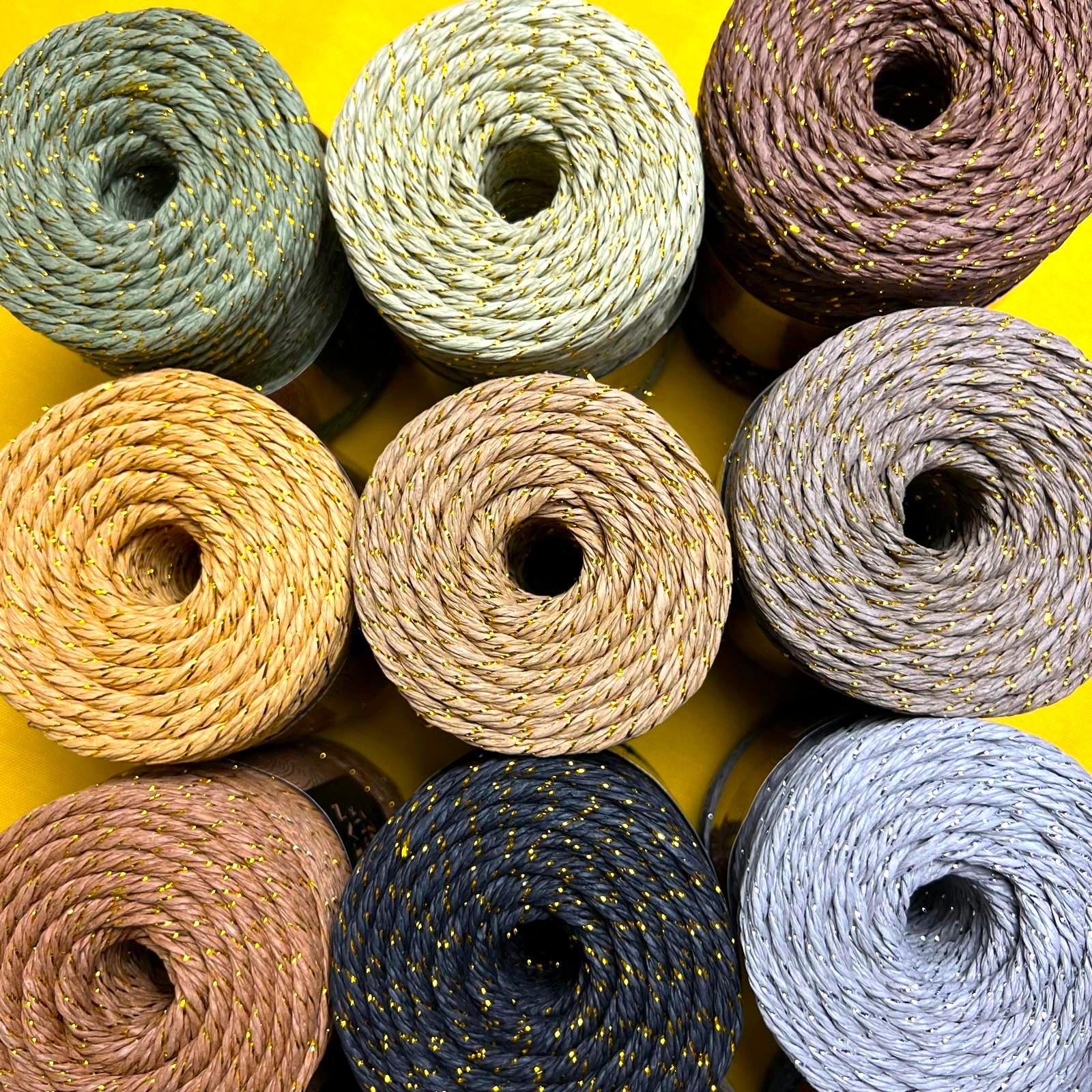 Metallic Raffia Yarn Metallic Paper Raffia Yarn | Glitter Straw Yarn for Bags, Hats, Baskets ...