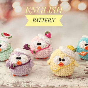 Lot de motifs au crochet, poussins de fruits : jouet amigurumi (PDF)