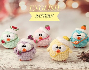 Fruit Chick Bundle - PDF crochet Pattern Bundle of all Five Fruit Chicks,small crochet pattern,amigurumi owl pattern,chick,duck pattern