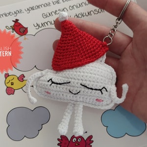 Crochet Cloud Keychain Pattern: Amigurumi Bag Ornament (PDF Tutorial)
