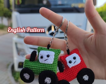 Truck keychain crochet pattern,pdf english tutorial,amigurumi truck pattern,crochet keychain pattern,mini pattern,small crochet pattern