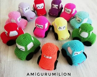 Crocheted Car Plush, Colorful Amigurumi Toy, Personalized Gift