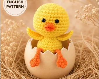 Amigurumi Küken Häkelanleitung, süßes Entlein Häkelanleitung, Frühling Küken, Ostern Häkelanleitung, englische Amigurumi Anleitung