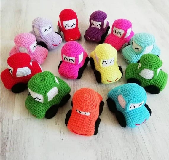 車の編み図セット：あみぐるみトラックと車のキーホルダー（PDF