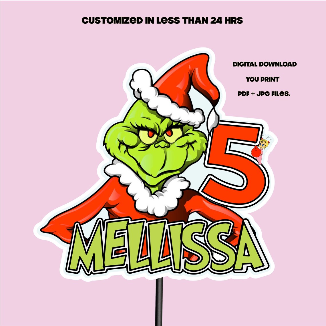 Grinch Cake Topper Printable Cake Topper Grinchpersonalized Etsy