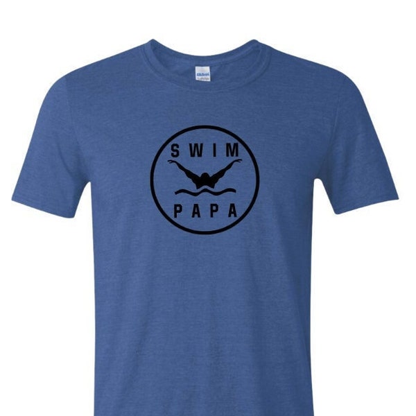 Swim Papa Shirt - Butterfly Stroke - Black Text - Free Shipping - Back of Shirt Personalization Option