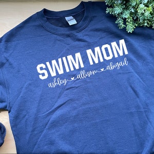 Personalized Swim Mom - Swimmer Sweatshirt - Hoodie - Child Names