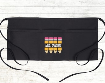 Personalized Teacher Apron with pockets- custom- school - Teacher Gift - Teacher Aide -Librarian - Teacher Appreciation - Back to School