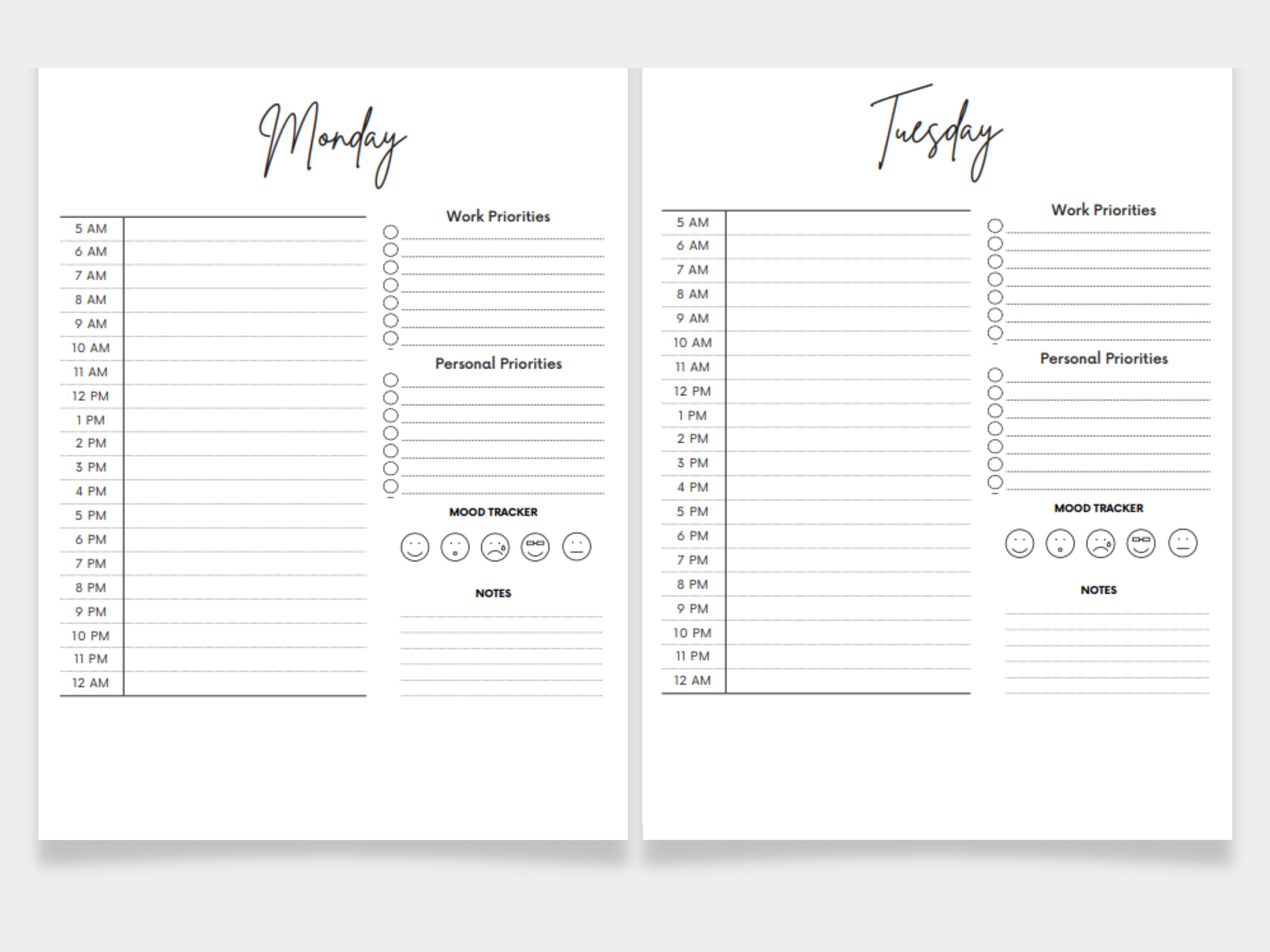 Minimalist Daily Planner Printable A4 & US Letter Digital Planner to Do ...