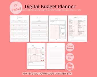 Ultieme digitale budgetplanner - A4 & US Letter | Begrotingsmap | Afdrukbare PDF | Minimalistisch | Jaarlijks | Maandelijks | Wekelijks