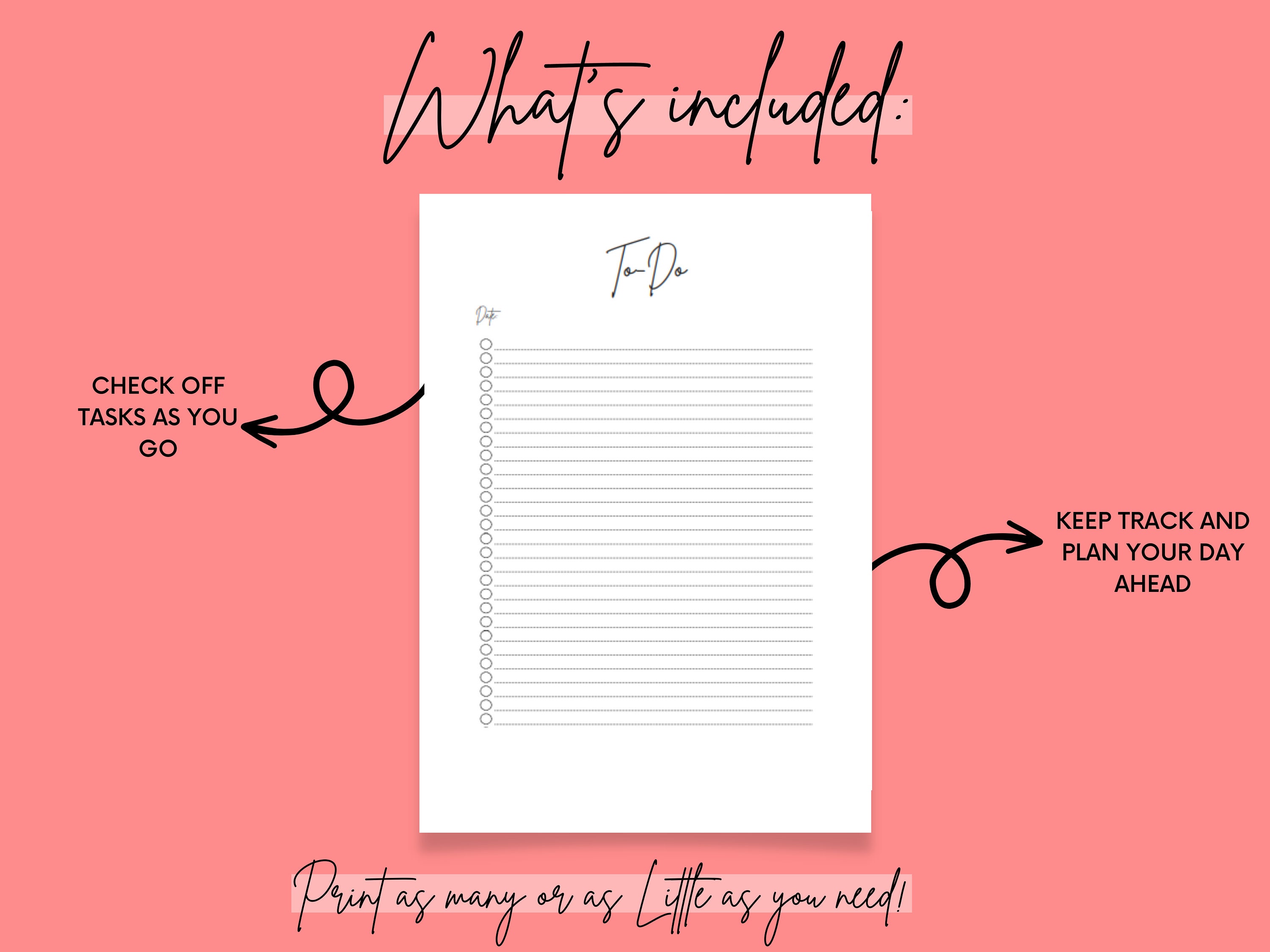 Minimalist to Do List Printable - A4 & US Letter | Digital Planner | to ...