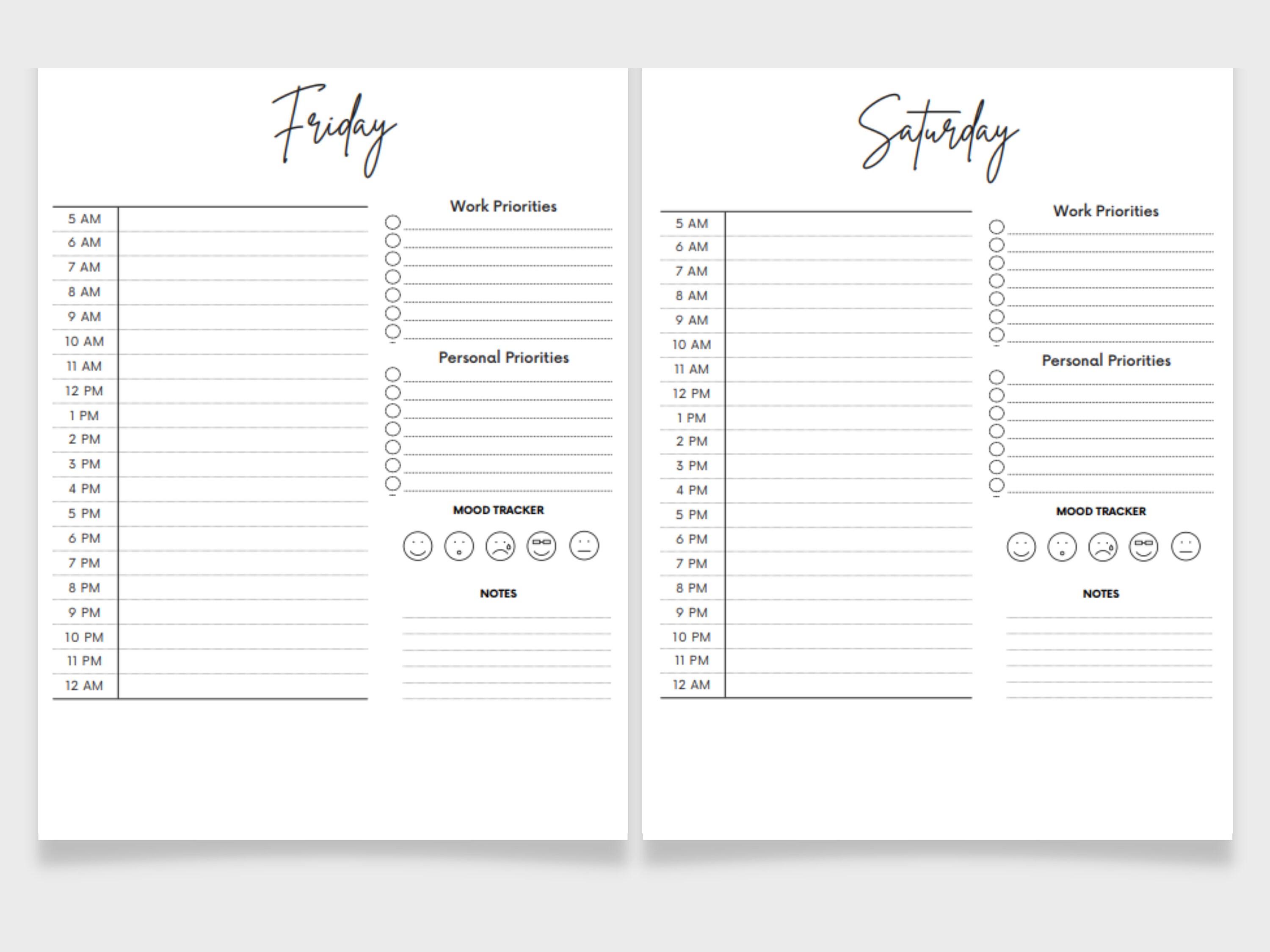 Minimalist Daily Planner Printable - A4 & US Letter | Digital Planner ...