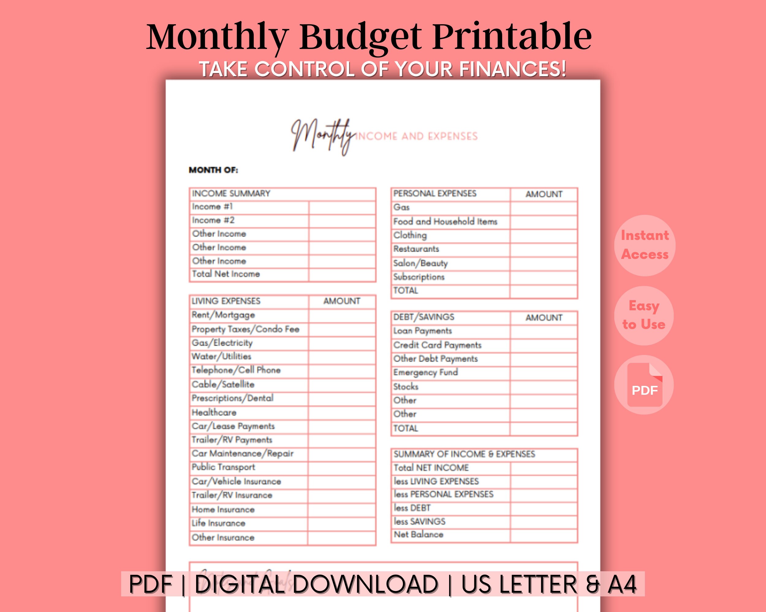 Budget Transaction Sheet.pdf Monthly Budget PDF - Expense Tracking | Budget PDF | Budget Track ...