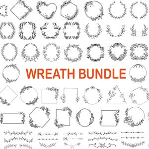 Floral Wreath SVG Bundle: Circle & Heart Laurel Designs (SVG/PNG)