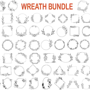 Floral Wreath SVG Bundle: Laurel, Flower, Circle Frame (SVG/PNG)