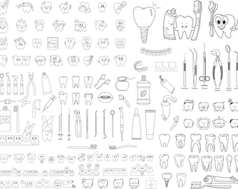 Tandheelkundige clipart: tandarts en hygiëne SVG, png-bestanden