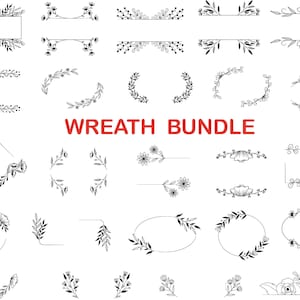 Floral Wreath SVG Bundle: Laurel, Flower, Circle Frame (SVG, PNG)