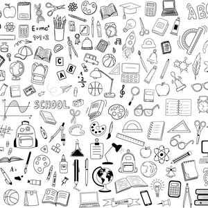 Lot de 165 fournitures scolaires pour la rentrée, SVG pour la rentrée, fichiers svg enseignant, doodle scolaire pour enfants, sac de fournitures scolaires, clipart, fichier coupé
