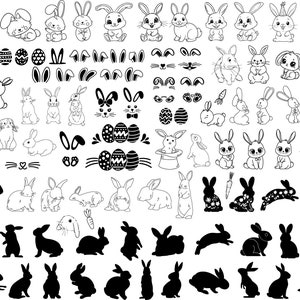 Rabbit SVG Bundle, Bunny Shape SVG ,Rabbit Clipart,Rabbit SVG Cut Files for Cricut,Rabbit Silhouette , Rabbit Cut File,Easter Bunny Face svg