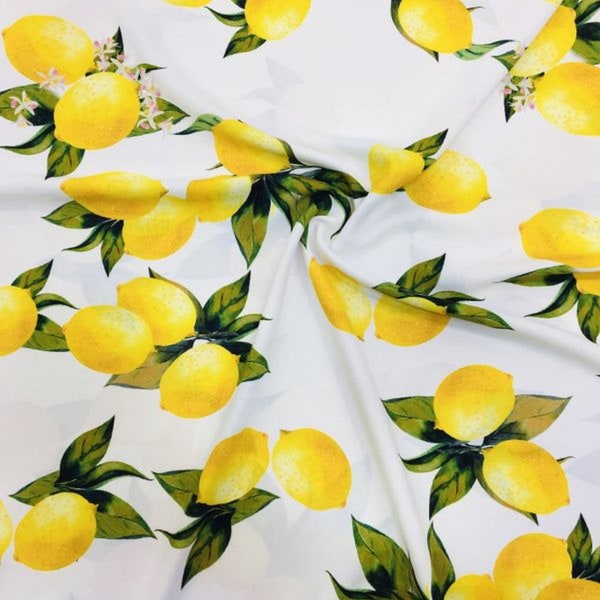 Lemon Pattern Printed Crepe Fabric, Design Fabric, Fashion Fabric, Clothing Fabric, Dress Fabric, Crepe-Satin-Chiffon Fabric