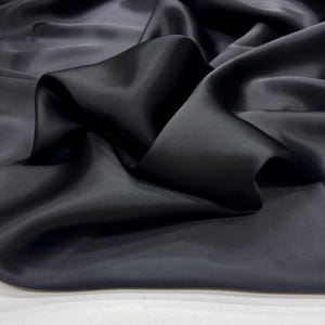 Black 100% Silk Satin Fabric – Luxury Natural Silk with Lustrous Finish | 140 cm Width