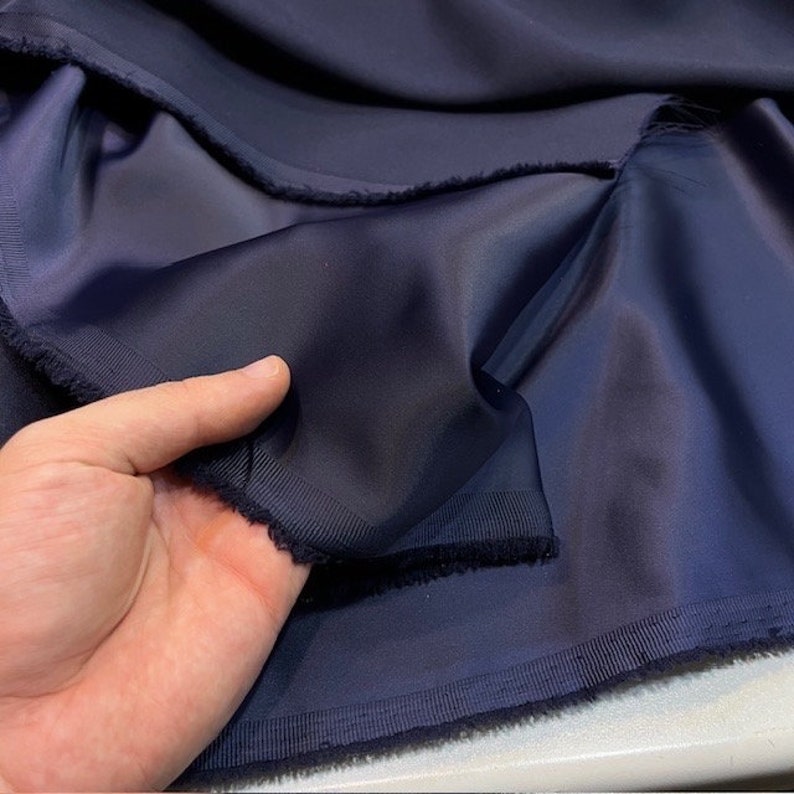 Navy Blue Acetate Satin Fabric: Luxury Evening Dress Material (150cm Wide)
