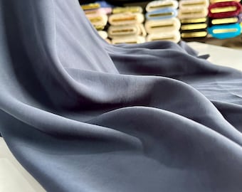 Navy Stonewashed Cupro Fabric By The Yard, Designer Dressmaking