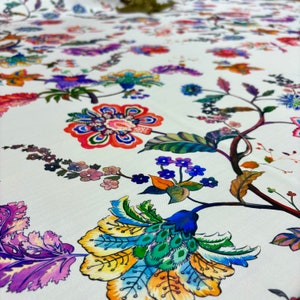 Colorful Abstract Flower Pattern Satin Crepe for Dresses (57in width)