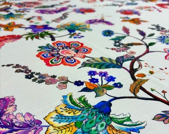 Colorful Abstract Flower Pattern Satin Crepe for Dresses (57in width)