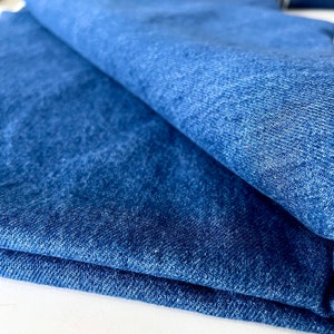 Stonewashed Softened Pre-Washed Denim Fabric, 100% Cotton, 10 Ounce Heavy Denim,Cotton Fabric By The Yard 150 cm,1.5 meters,or 1.64 yards Blue