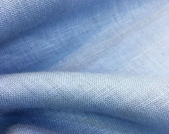 Pure Linen Fabric Baby Blue (150 cm or 1.64 yards or 57 inches width),Stonewashed,100% Linen, Pure Linen, Fabric By The Yard