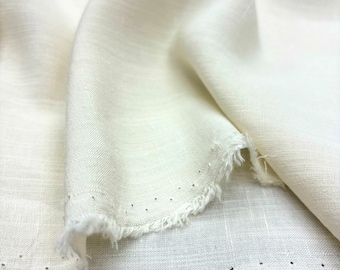 Natural Linen Cotton Fabric, Ecru for Clothing and Home Textiles (150cm/57in width)