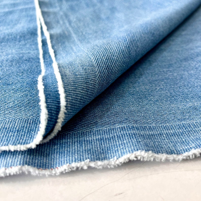 Light Blue Stonewashed Softened Denim Fabric, 100% Cotton, 10 Ounce Heavy Denim, Cotton Fabric By The Yar 150 cm,1.5 meters,or 1.64 yards zdjęcie 4