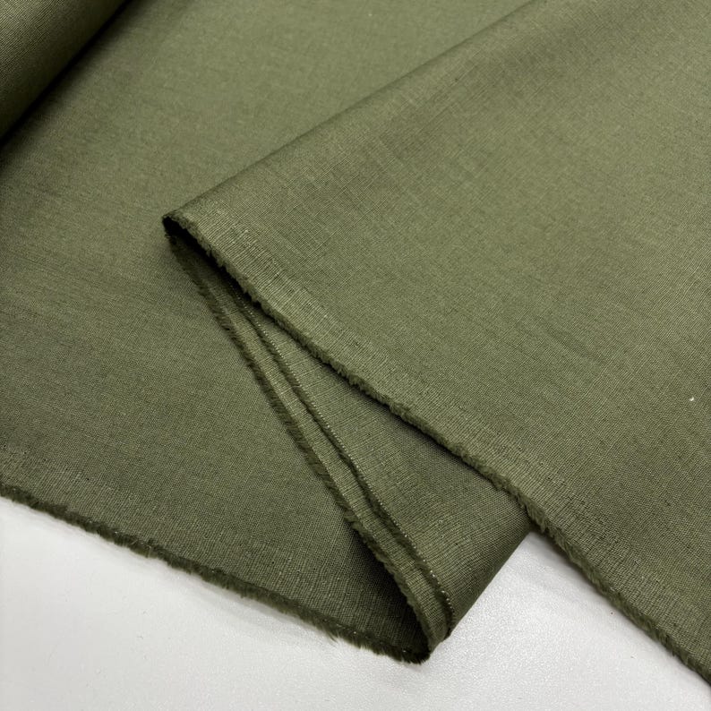 Green Cotton Linen Fabric: Natural Breathable Soft Linen Blend – Dress & Apparel 150cm Width