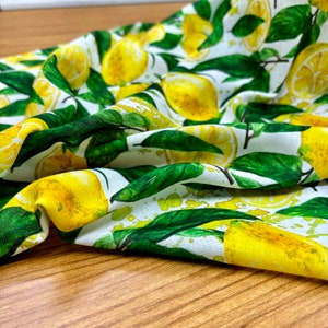 Lemon Pattern Linen Fabric: Italian Design Clothing Fabric 150cm/59in width