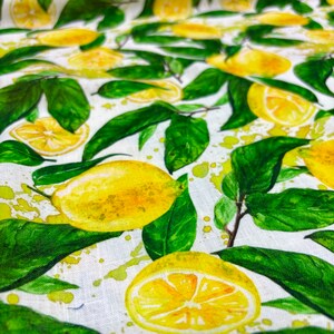 Lemon Pattern Linen Fabric: Italian Design Clothing Fabric 150cm/59in width