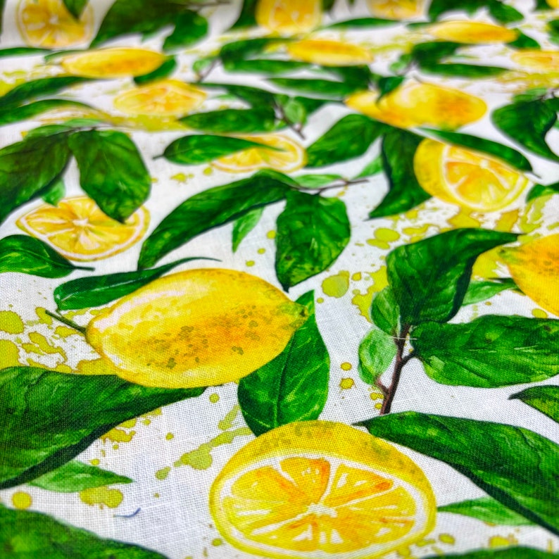 Lemon Pattern Linen Fabric: Italian Design Clothing Fabric 150cm/59in width