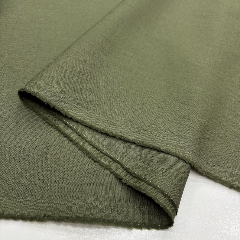 Green Cotton Linen Fabric: Natural Breathable Soft Linen Blend – Dress & Apparel 150cm Width