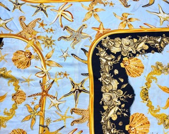 Gold Seashell Star Italian Satin Fabric – Silky Lightweight Satin-Chiffon for Dresses | 150cm/59in wide